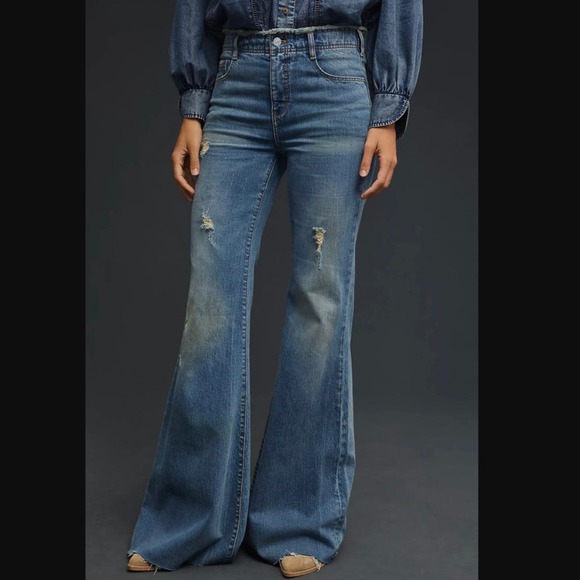 Anthropologie Blue Flare Jeans - Picture 2 of 8